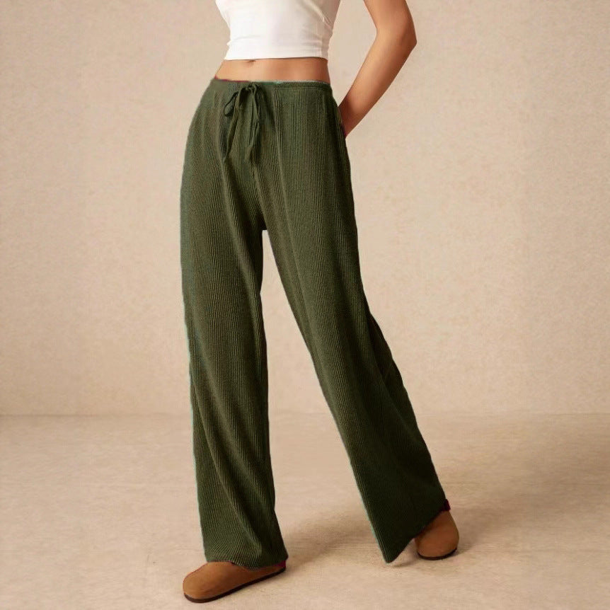 Damen weite Baumwoll-Haremshose mit hoher Taille und praktischem Kordelzug R&B