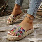 Damen Wedge-Pantoletten mit buntem Bead-Design R&B
