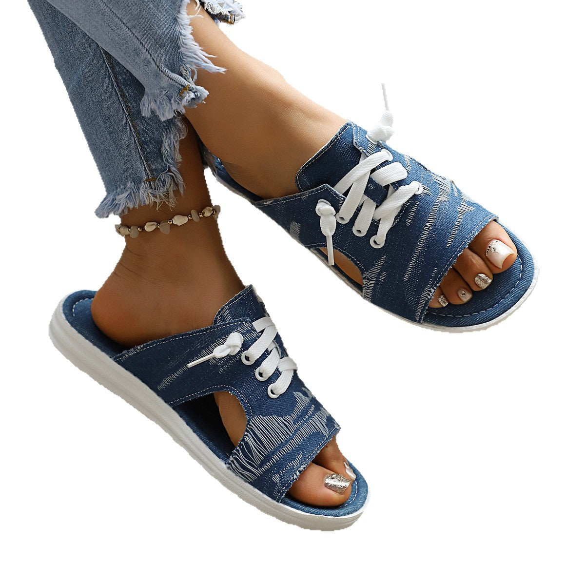 Damen Offene Slipper mit verstellbarem Schnürsystem R&B