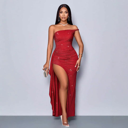 Damen Glamouröses Cocktailkleid mit schimmernden Details und seitlichem Schlitz R&B