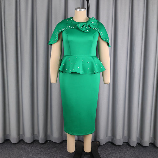 Damen Elegantes Cocktailkleid mit Taillenband und schicker Schößchen-Überwurf R&B