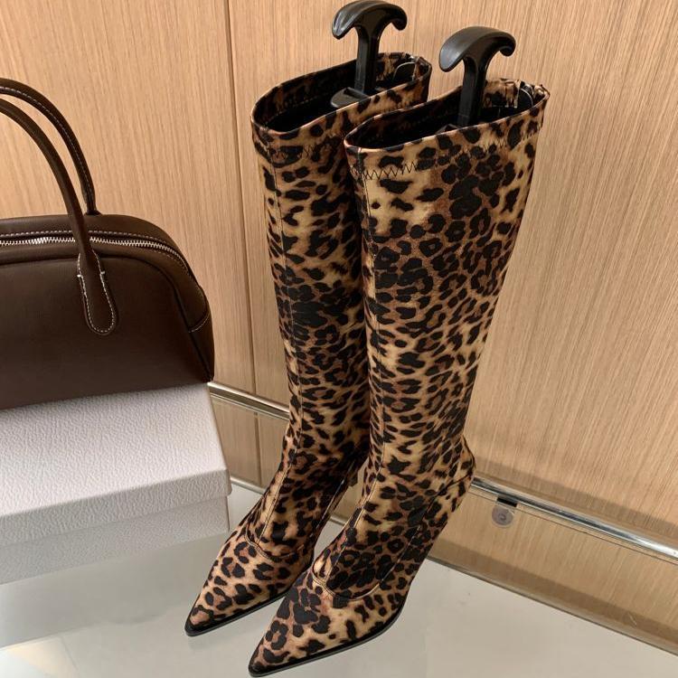 Damen elegante Overknee-Stiefel aus hochwertigem mit spitzem Absatz R&B