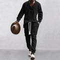 Herren lässiges Strick-Outfit mit V-Ausschnitt und elastischen Bündchen