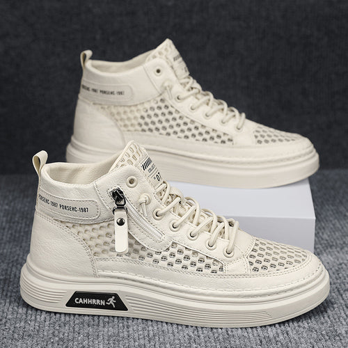 Damen modische High-Top Sneakers mit atmungsaktivem Netzdesign und rutschfester Laufsohle R&B