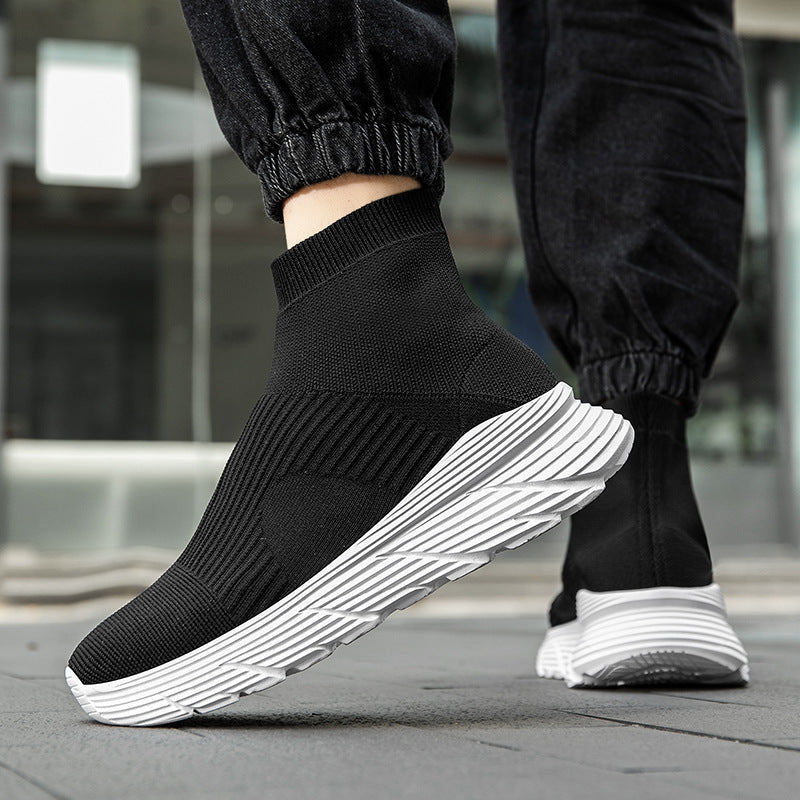 Damen nan nahtloser Strick-Freizeitsneaker mit sockenkragen und stoßdämpfender Profilsohle R&B