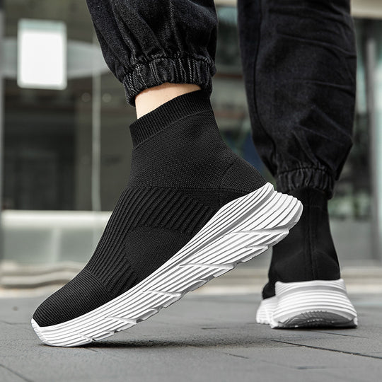 Damen nan nahtloser Strick-Freizeitsneaker mit sockenkragen und stoßdämpfender Profilsohle R&B