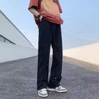 Herren lässige Double-Layer-Hose mit praktischen Druckknöpfen und weitem Bein