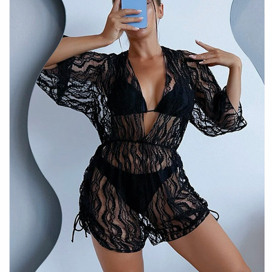 Damen Strand-Overall mit floralem Muster R&B