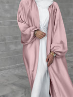 Damen eleganter Longcardigan aus fließendem Material mit weitem Schnitt R&B