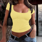 Damen Figurbetontes Kurzarmshirt mit Rundhalsausschnitt R&B