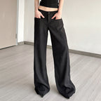 Damen Weite Chinohosen mit hohem Bund und seitlichen Taschen R&B