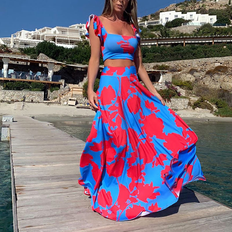 Damen Elegantes Maxikleid mit fließendem Saum und verspieltem Blumenmuster R&B