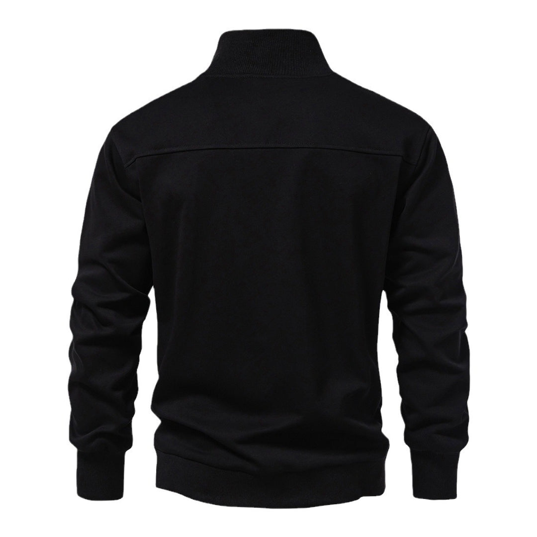 Herren modischer Stehkragenpullover mit halbem Reißverschluss und bequemer Passform R&B