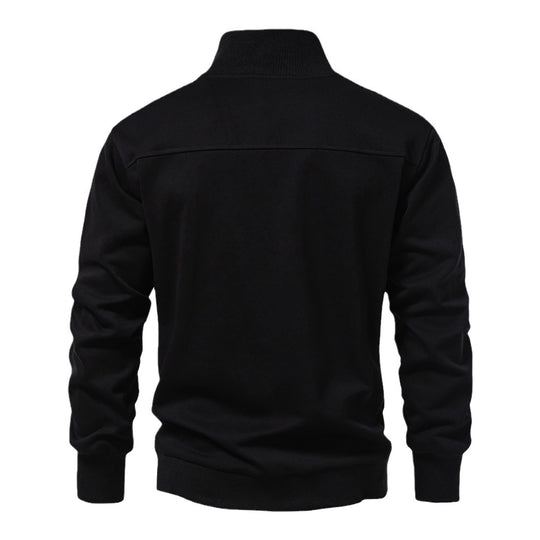Herren modischer Stehkragenpullover mit halbem Reißverschluss und bequemer Passform R&B