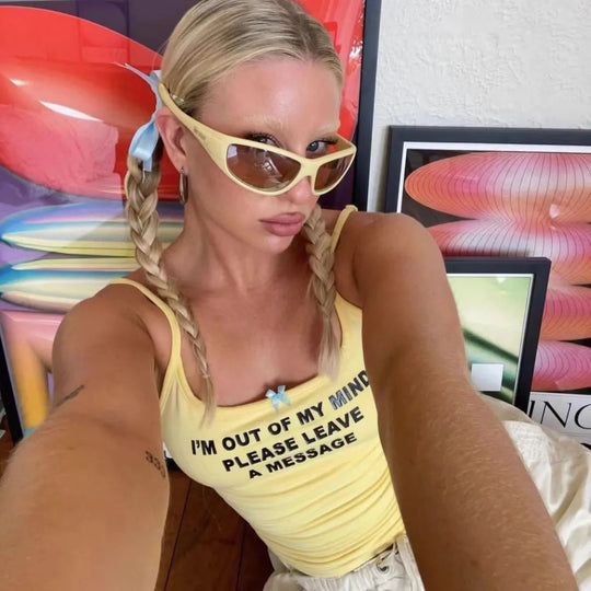 Damen Spaghetti-Trägershirt mit witzigem Aufdruck R&B