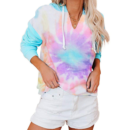 Damen lässiger Kapuzenpullover im modischen Tie-Dye-Design R&B