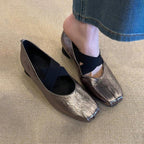 Damen elegante Ballerina-Schuhe mit modernem Riemendesign und komfortablem Absatz