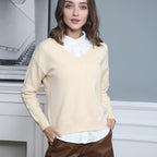 Damen eleganter V-Ausschnitt Pullover R&B