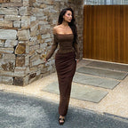 Damen Elegantes Off-Shoulder Kleid mit Spitzenoberteil R&B