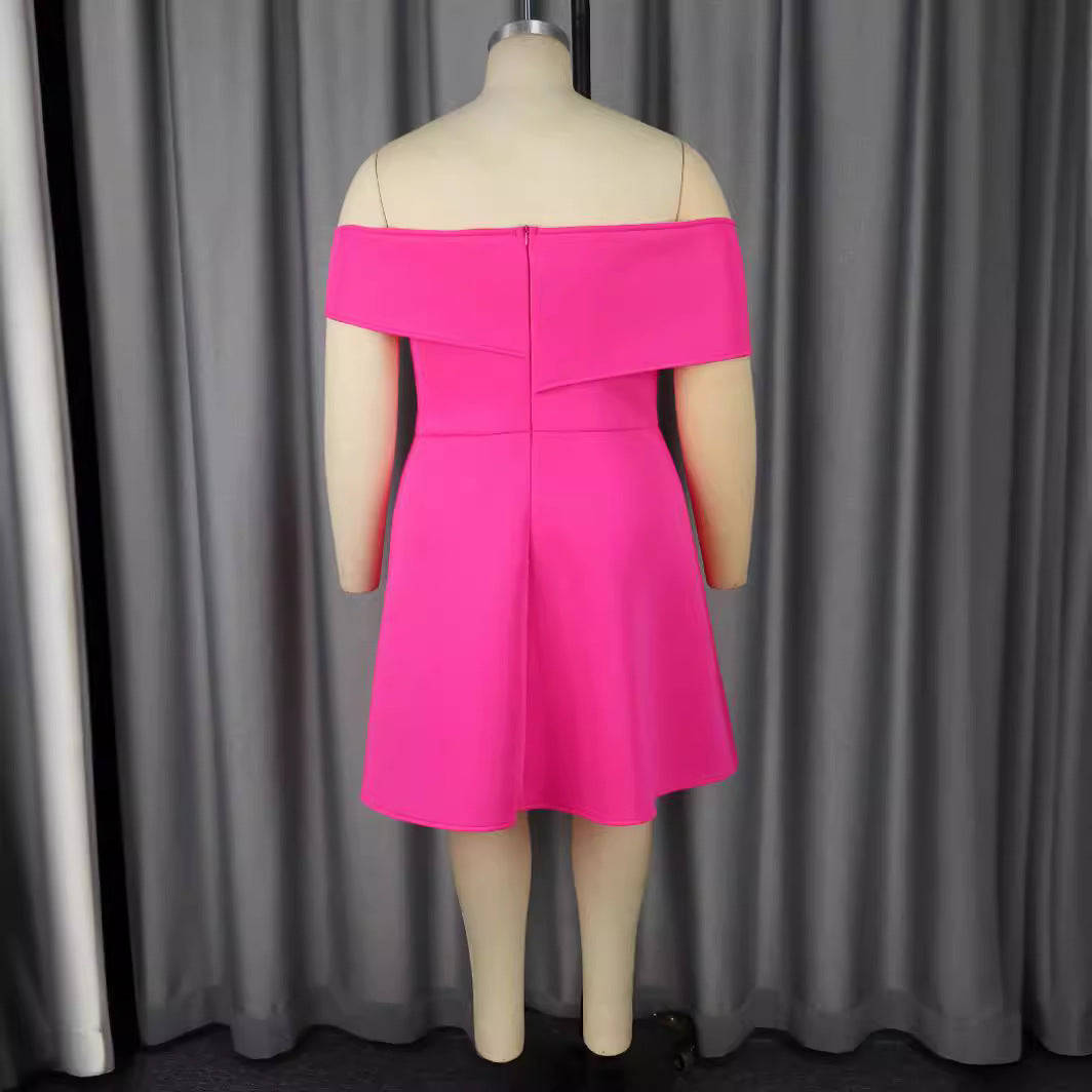 Damen Off-Shoulder Cocktailkleid mit großer Schleifenapplikation R&B