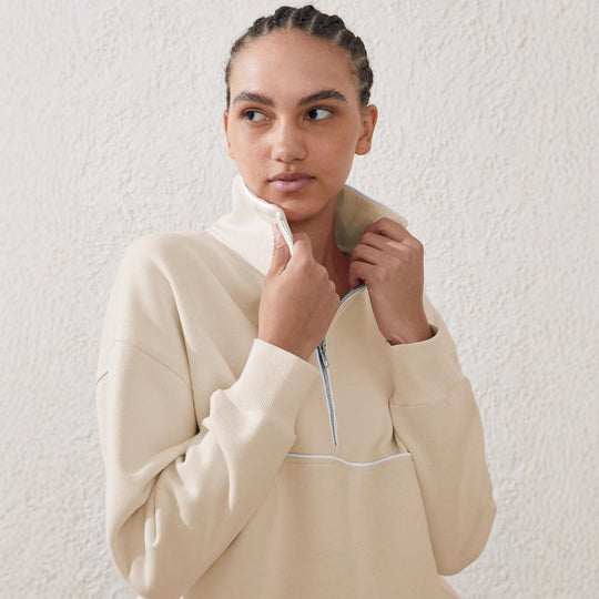 Damen Sportpullover mit hohem Kragen und Reißverschluss R&B