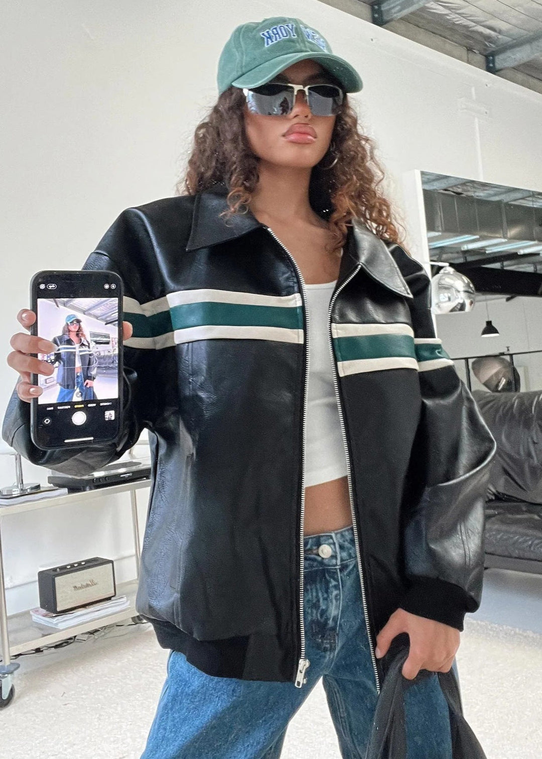 R&B | Kunstleder Bomberjacke