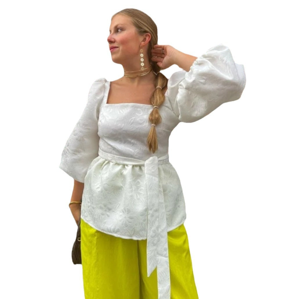 Damen Oberteil mit asymmetrischem Rückenausschnitt und Rüschendetails R&B