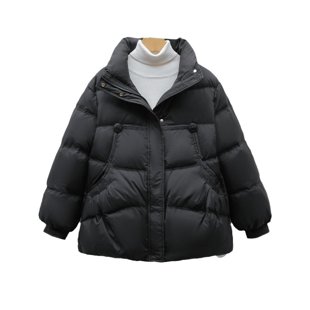 Damen voluminöse Winterjacke mit praktischen Taschen und hochschließendem Kragen R&B
