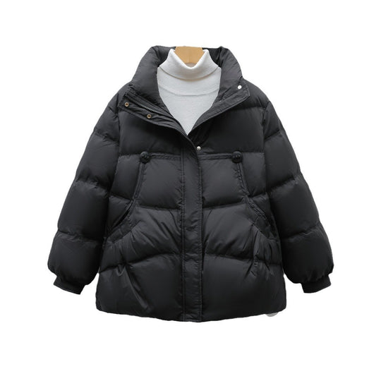 Damen voluminöse Winterjacke mit praktischen Taschen und hochschließendem Kragen R&B