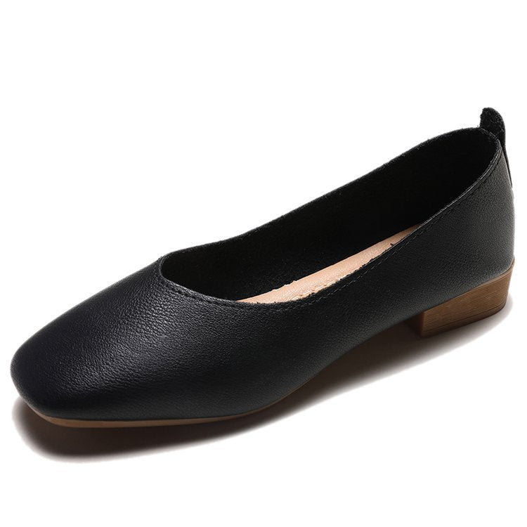 Damen elegante Ballerinas mit quadratischer Spitze und komfortablem Blockabsatz R&B