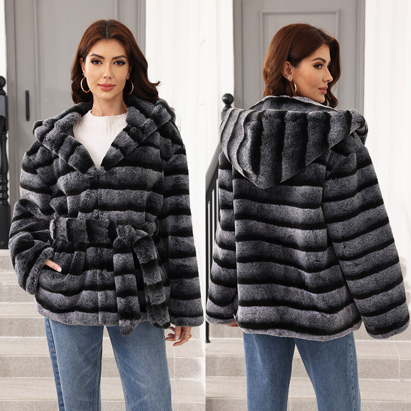 Damen kuschelige Kunstfelljacke R&B