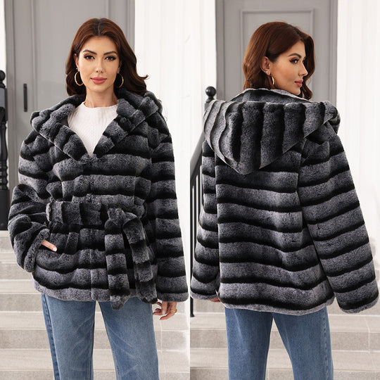 Damen kuschelige Kunstfelljacke R&B