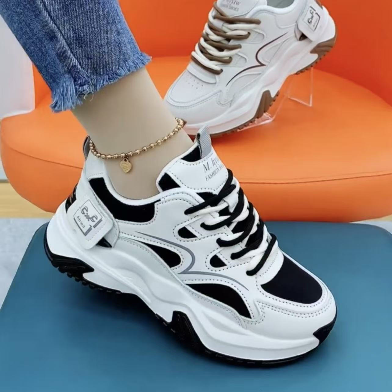 Damen Trendige Chunky Sneakers mit atmungsaktiver Sohle R&B