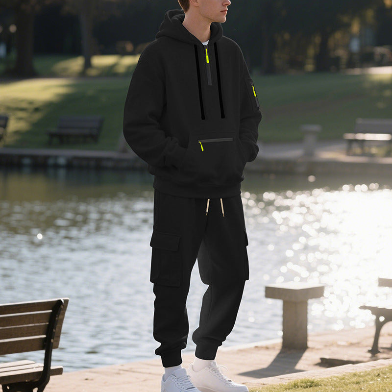 Herren sportliches Hoodie und Bundhose Set mit praktischen Taschen R&B