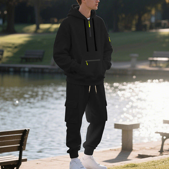 Herren sportliches Hoodie und Bundhose Set mit praktischen Taschen R&B