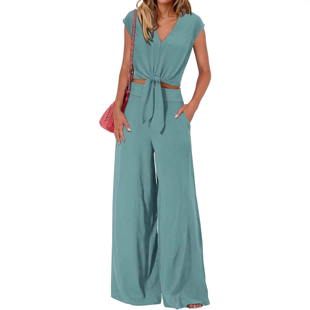 Damen Lockerer Jumpsuit mit Taillierung und weit geschnittenem Bein R&B