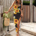 Damen Maxikleid mit floralem Design und seitlichem Schlitz R&B