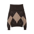 Damen lässiger Strickpullover mit modernem Rauten-Muster R&B