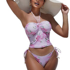 Damen Floral gestaltetes Bikini-Set mit raffinierten BindR&Bändern R&B