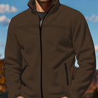 Herren Fleecejacke mit hochschließendem Kragen und Reißverschlusstaschen R&B