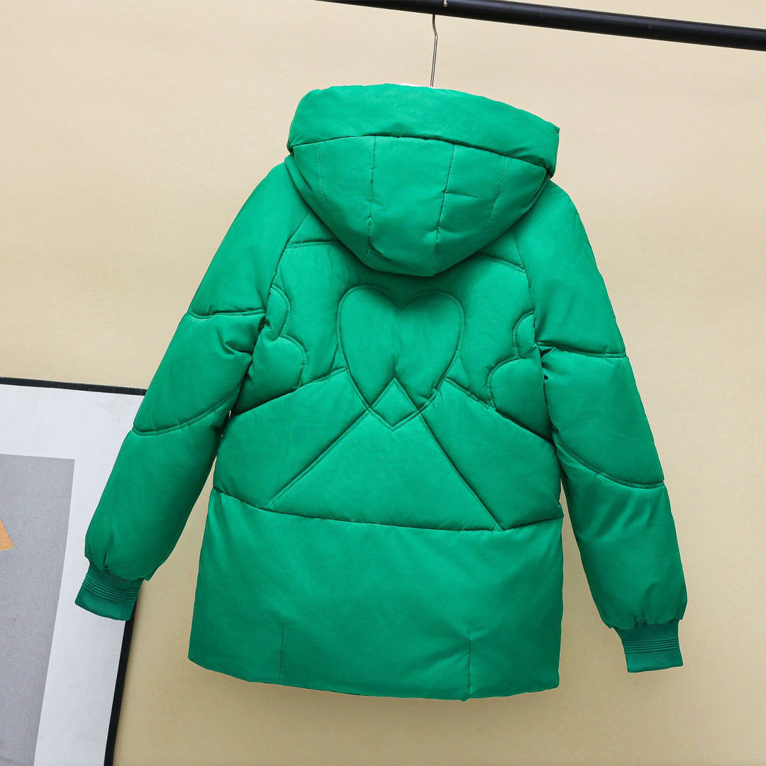 Damen gesteppte Winterjacke mit Kapuze und Herzdetails R&B