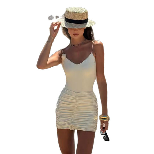 Damen eleganter Wickel-Badeanzug mit verspielten Rüschen R&B