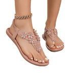 Damen Sandalen mit floralem Design und glitzernden Strass-Applikationen R&B