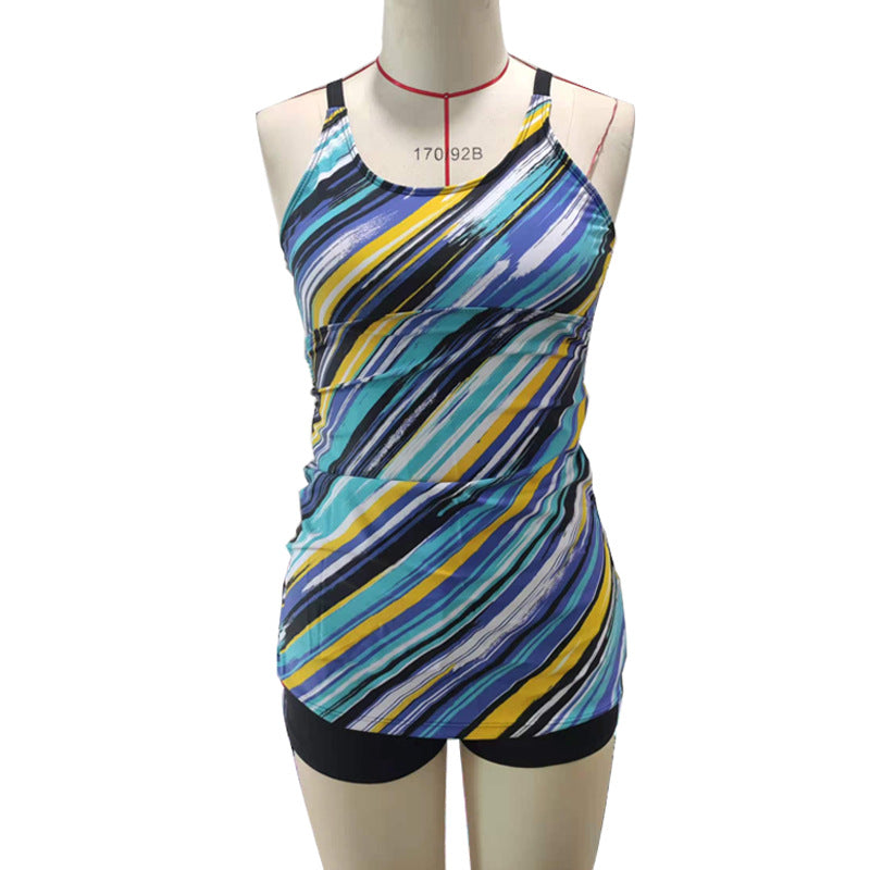 Damen Tankini-Top mit modischem Streifendesign und komfortabler Raffung R&B