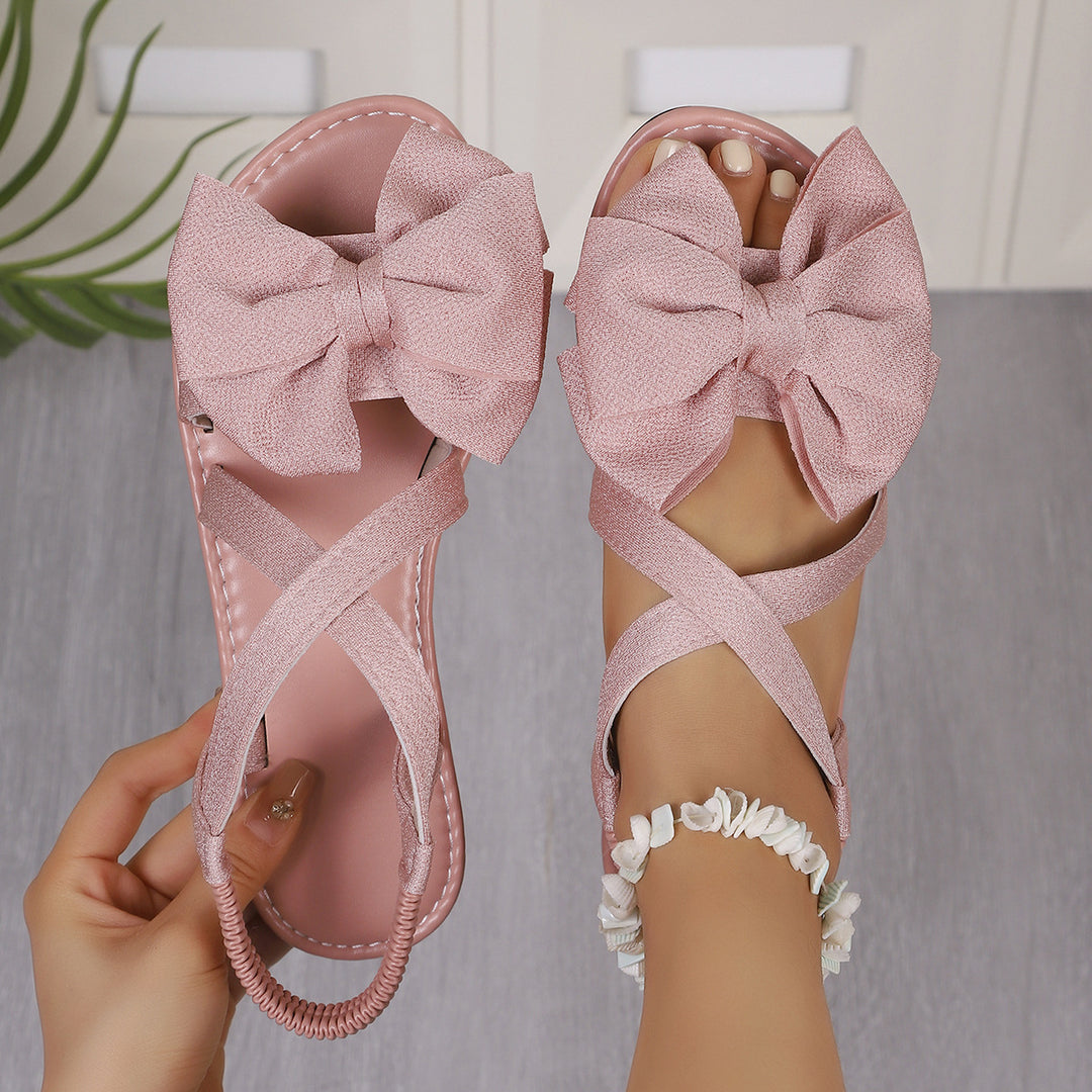 Damen Elegante Sandalen mit großem Schleifen-Detail und geflochtenem Riemendesign R&B