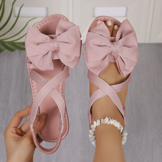 Damen Elegante Sandalen mit großem Schleifen-Detail und geflochtenem Riemendesign R&B