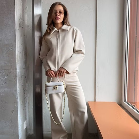 Damen elegante Zip-Jacke im minimalistischen Stil R&B