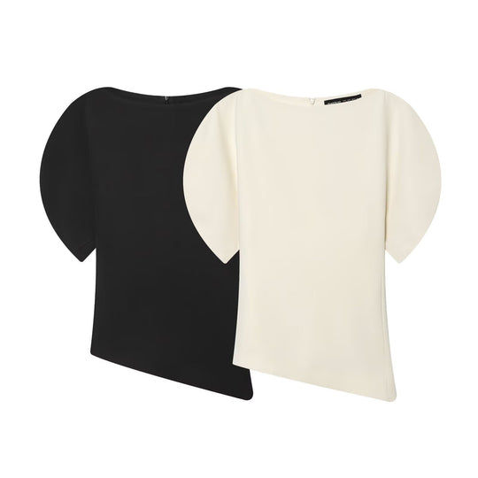 Damen elegantes Oberteil mit innovativen Ballonärmeln und seidigem Finish R&B