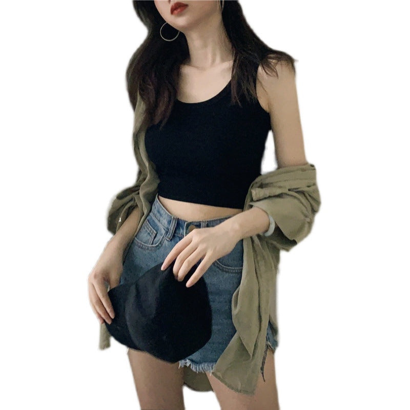 Damen Crop-Top aus atmungsaktiver Baumwolle mit schmalem Schnitt