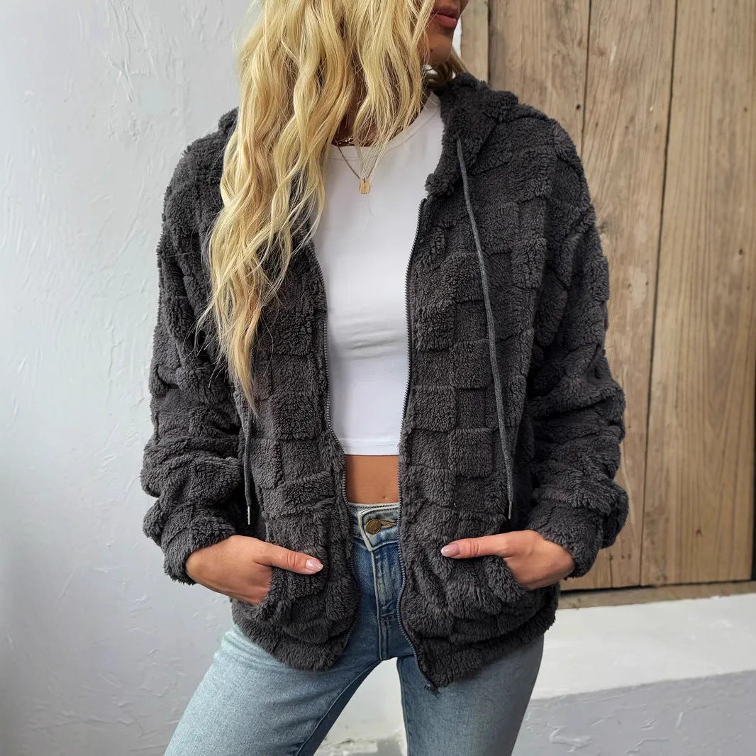 Damen Kuschelige Fleecejacke mit Kapuze R&B